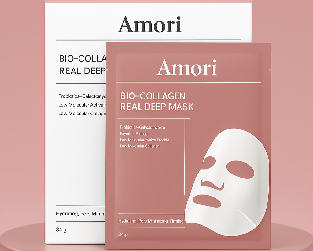 Kolagenska maska Amori – set 4 mask za sijočo, napeto in navlaženo kožo