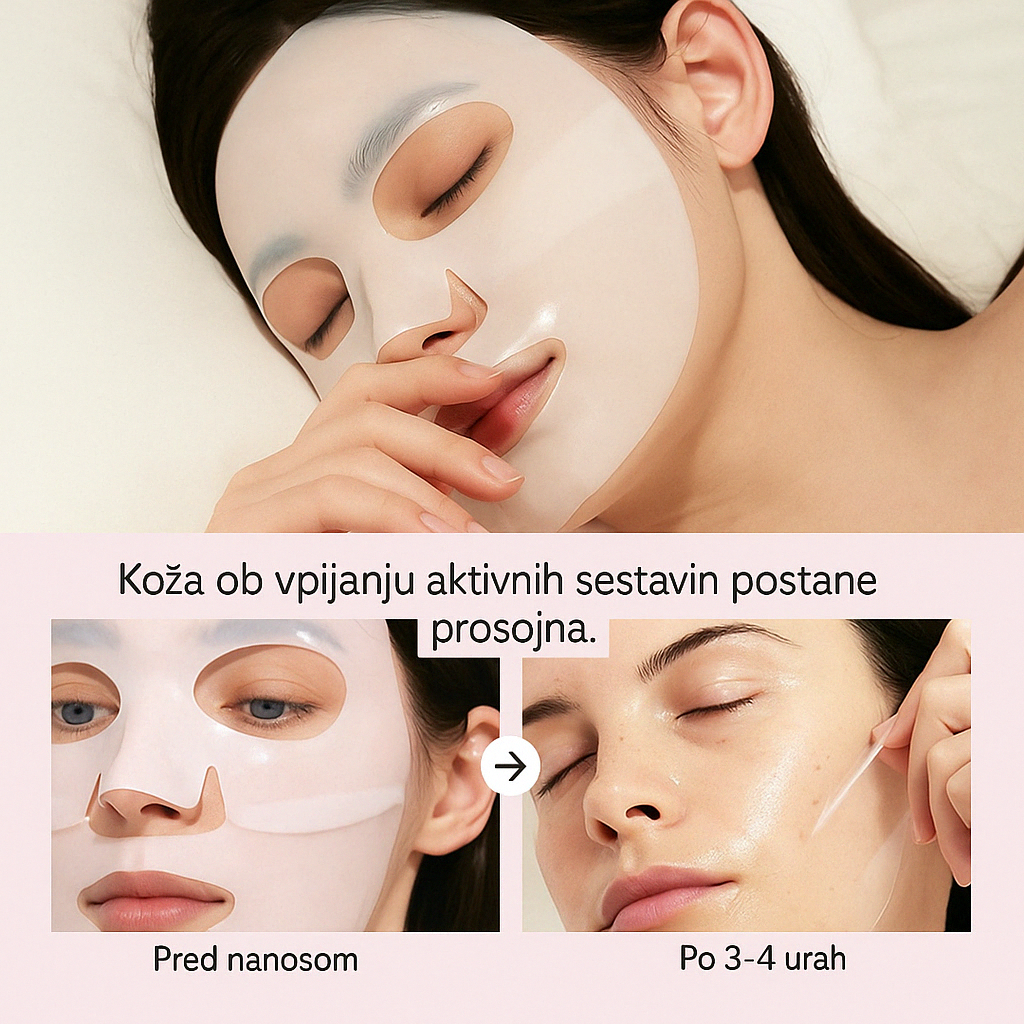 Kolagenska maska Amori – set 4 mask za sijočo, napeto in navlaženo kožo
